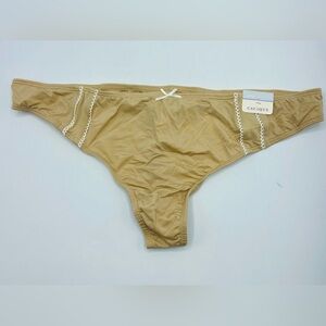 Cacique Thong Panty 14/16 Tan Beige Nylon Spandex Women Plus Underwear NWT NEW